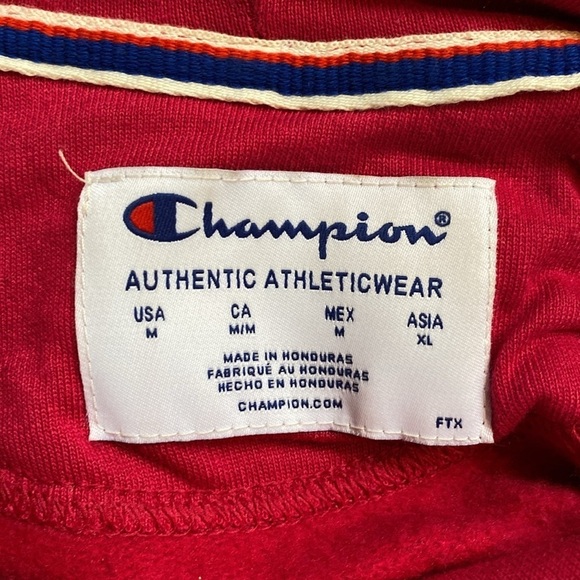 Champion All OverLogo High Neck Sweatshirt Pullover Hoodie Pink Size M - Picture 8 of 9